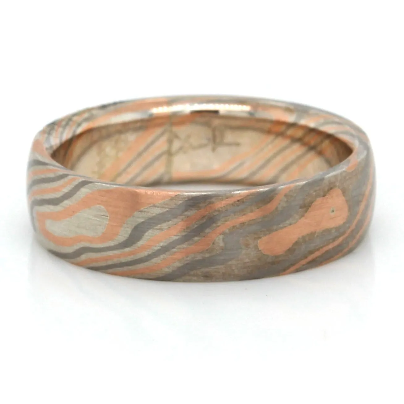 14K Rose Gold Sterling Silver and Palladium Mokume Poplar Wedding Band