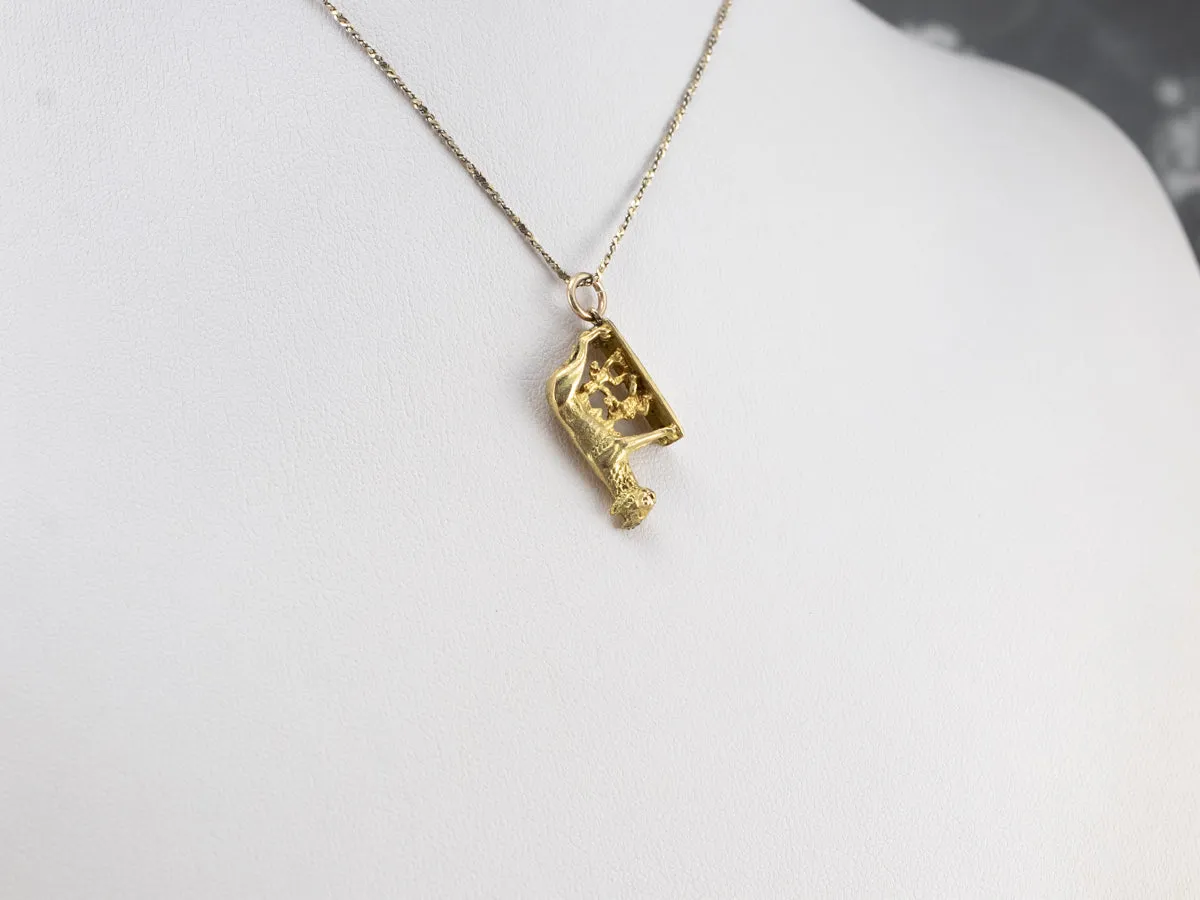 18K Gold Romulus and Remus Statue Charm