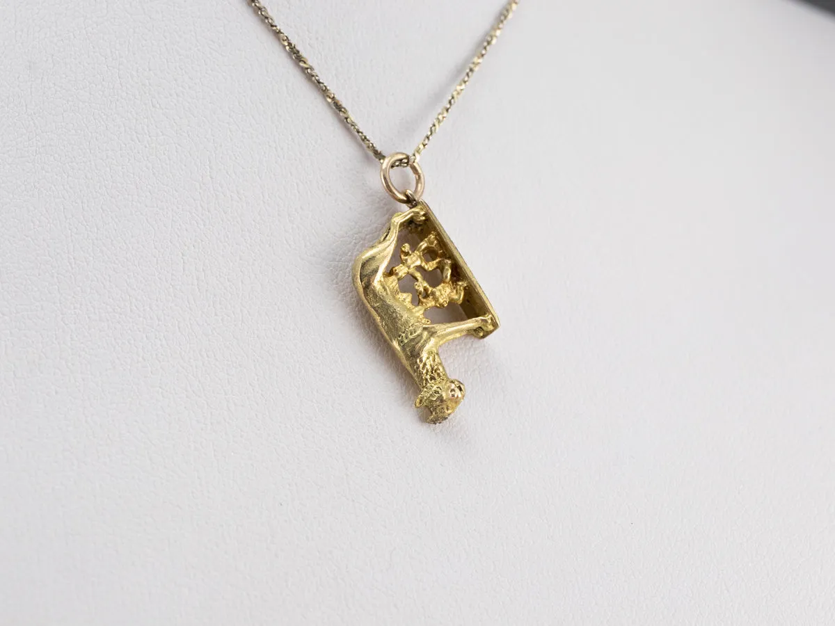 18K Gold Romulus and Remus Statue Charm