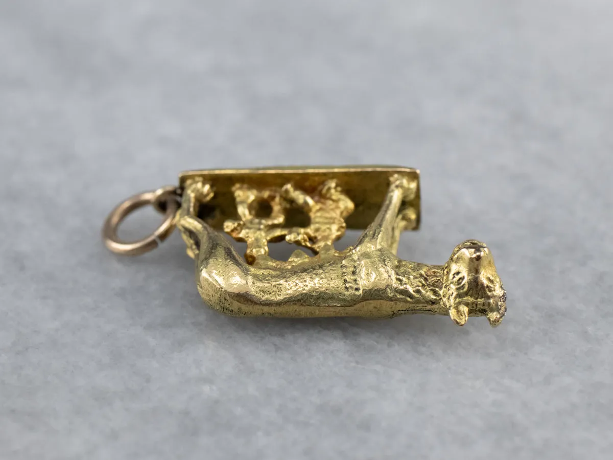 18K Gold Romulus and Remus Statue Charm