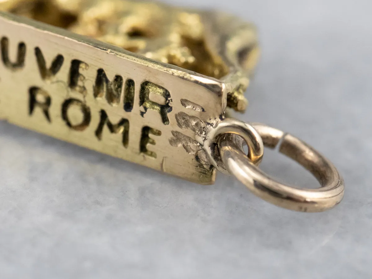 18K Gold Romulus and Remus Statue Charm