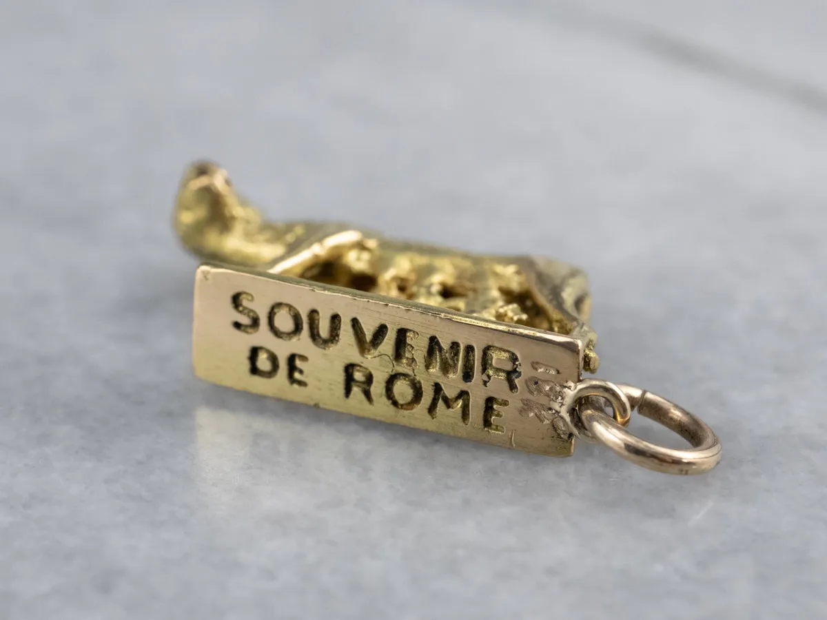 18K Gold Romulus and Remus Statue Charm