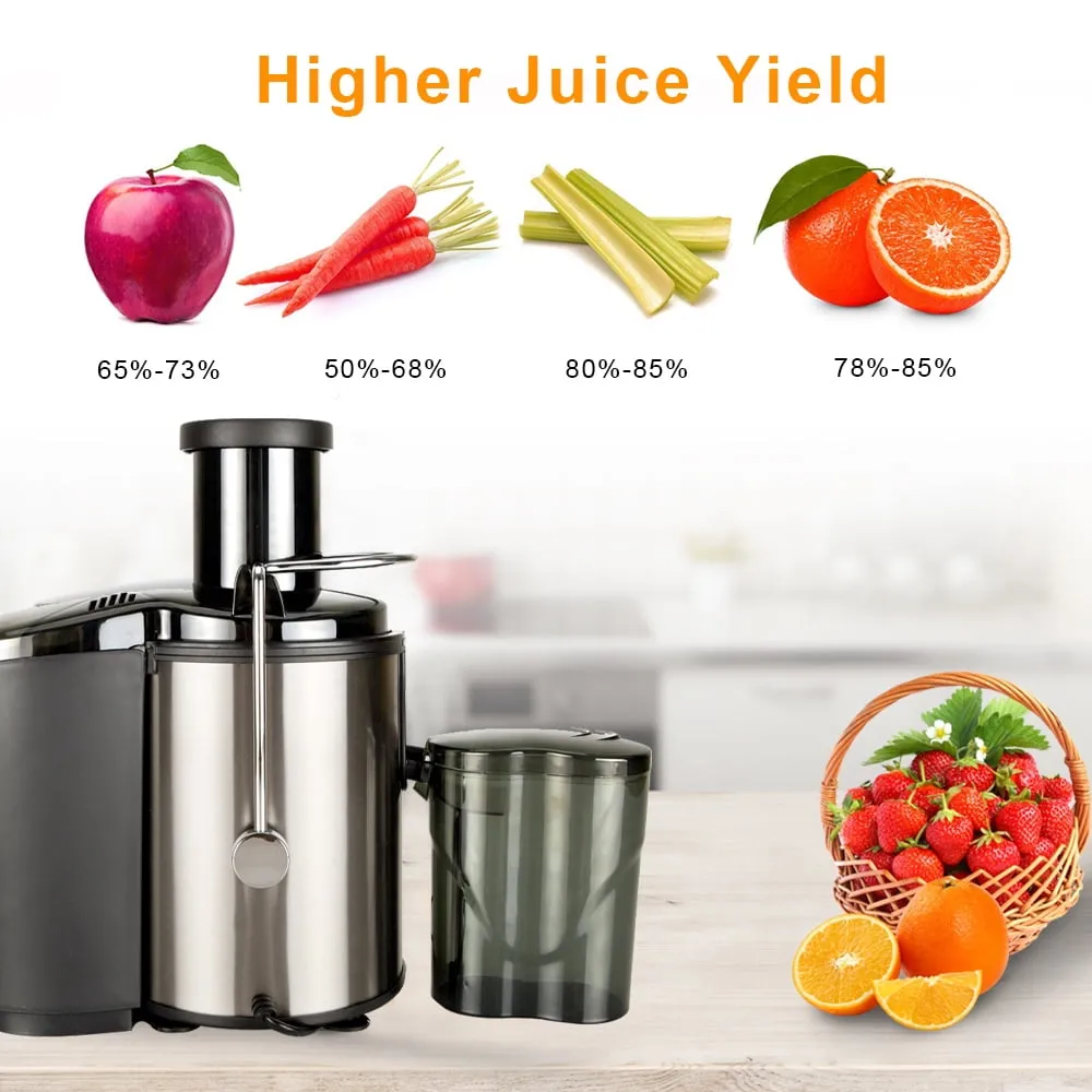 1L 2 Speed Juicer Machine, Juice Extractor with Big Mouth Feed Chute, 304 Stainless-steel Filter, High Juice Yield, Easy to Clean & BPA-Free, 800W, Anti-drip, Dishwasher Safe, B206