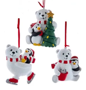 3.5" Polar Bear With Penguin Ornament