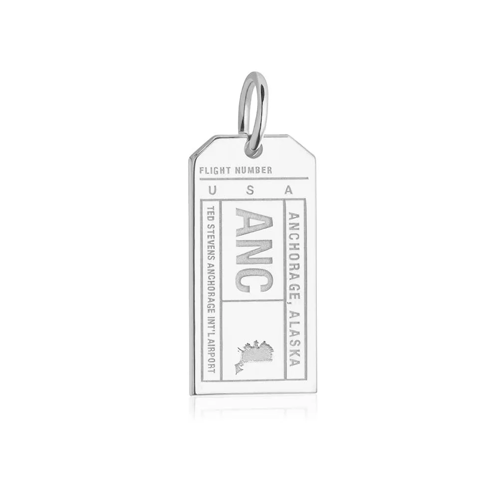 Anchorage Alaska USA ANC Luggage Tag Charm Silver