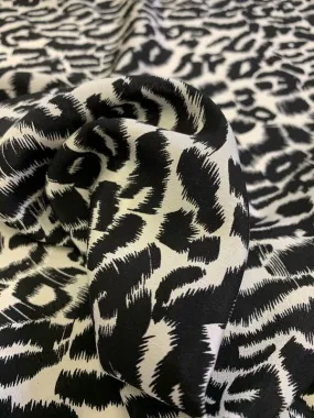 Animal Pattern Printed Silk Crepe de Chine - Black / Pale Grey