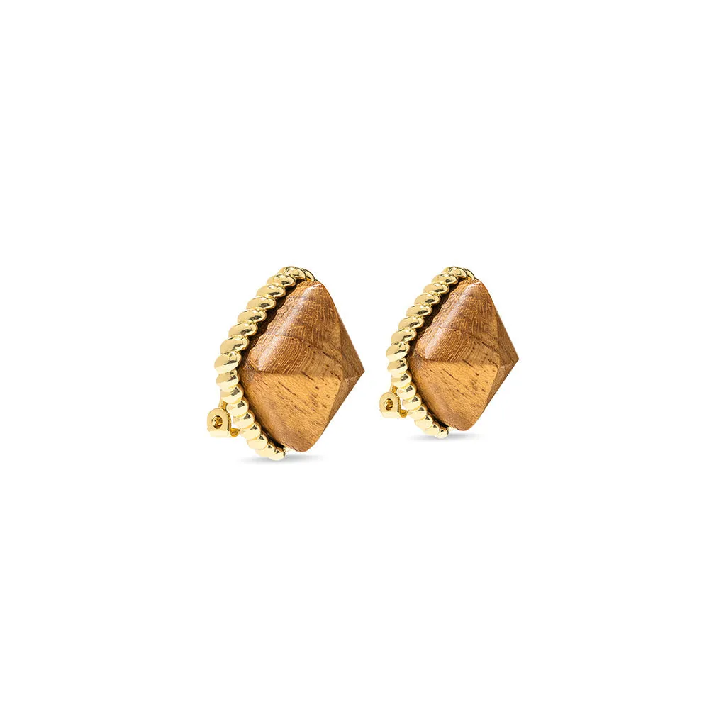 Blandine Clip Earrings - Teak