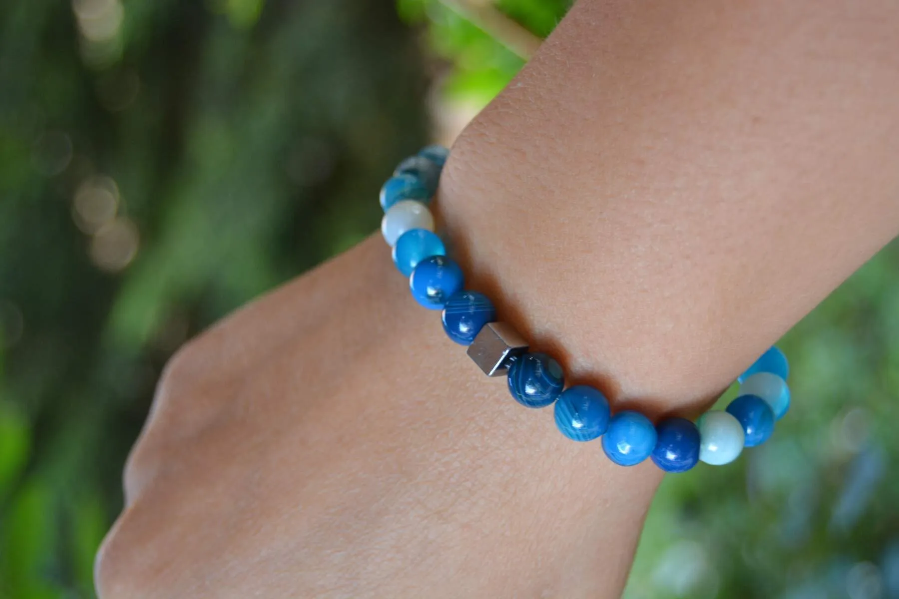 Blue Agate Bracelet Natural Stone