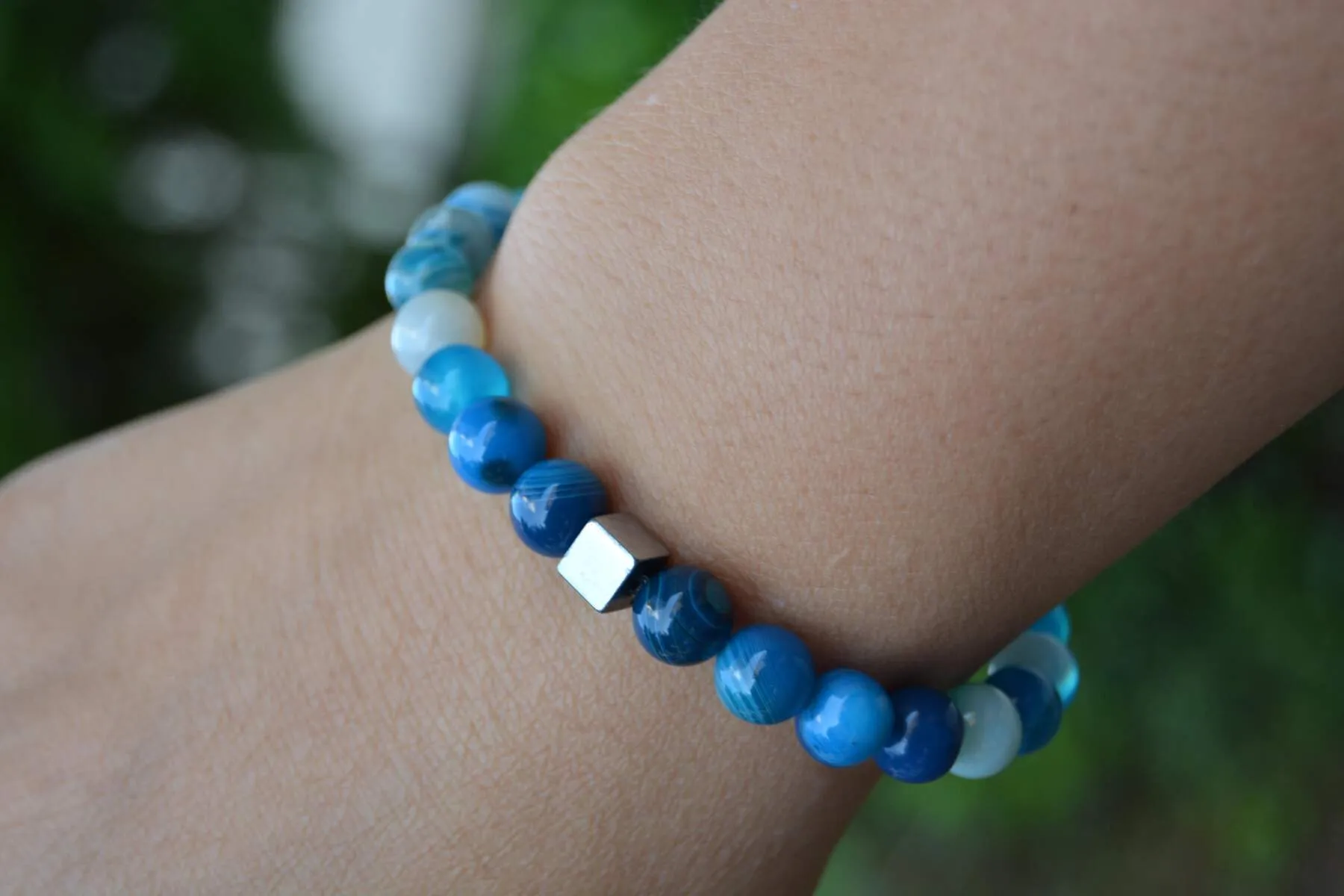 Blue Agate Bracelet Natural Stone