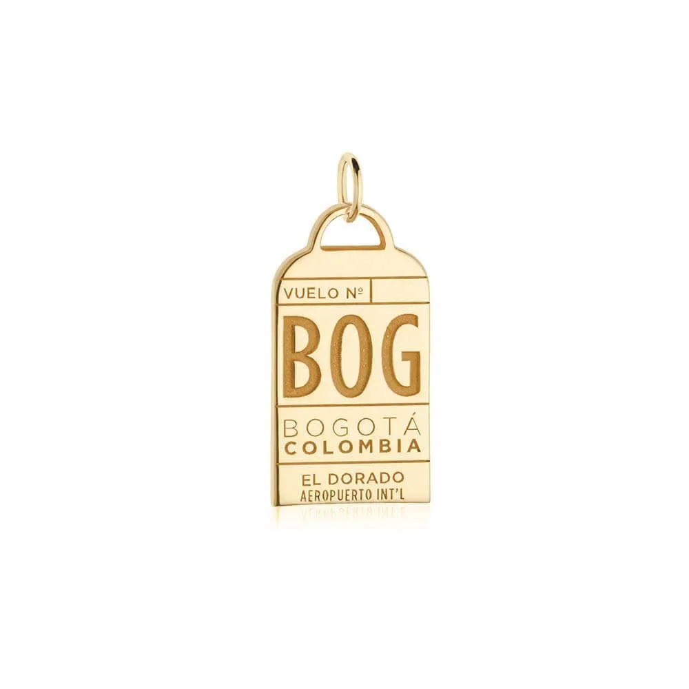 Bogota Colombia BOG Luggage Tag Charm Solid Gold