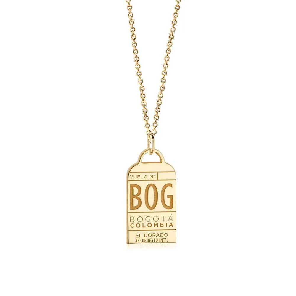 Bogota Colombia BOG Luggage Tag Charm Solid Gold