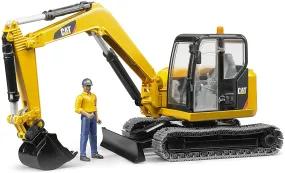 Bruder 02467 Cat Mini Excavator with a Worker 16.1 x 6.4 x 7.1 inch