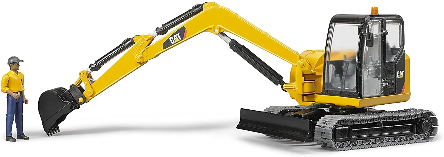 Bruder 02467 Cat Mini Excavator with a Worker 16.1 x 6.4 x 7.1 inch