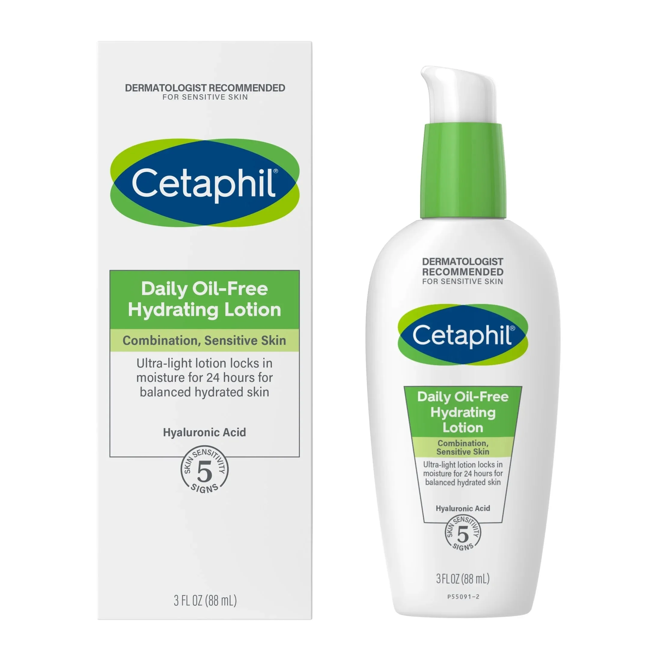 Cetaphil Daily Oil-Free Hydrating Face Lotion with Hyaluronic Acid - 3 oz