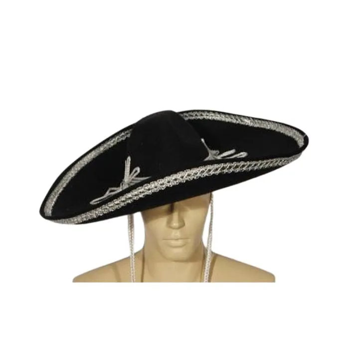 Chapeau sombrero noir et argent pour adulte