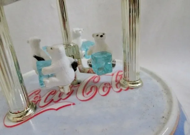 COCA COLA ANNIVERSARY POLAR BEAR CLOCK Mantel Shelf No Glass Dome WORKS