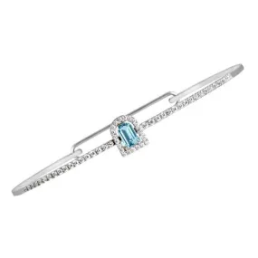 Couleur Sculptural Bracelet, 18k White Gold with DAVIDOR Arch Cut Aquamarine and Brilliant Diamonds