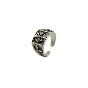 Embossed fleur de lys Sterling Silver adjustable Ring