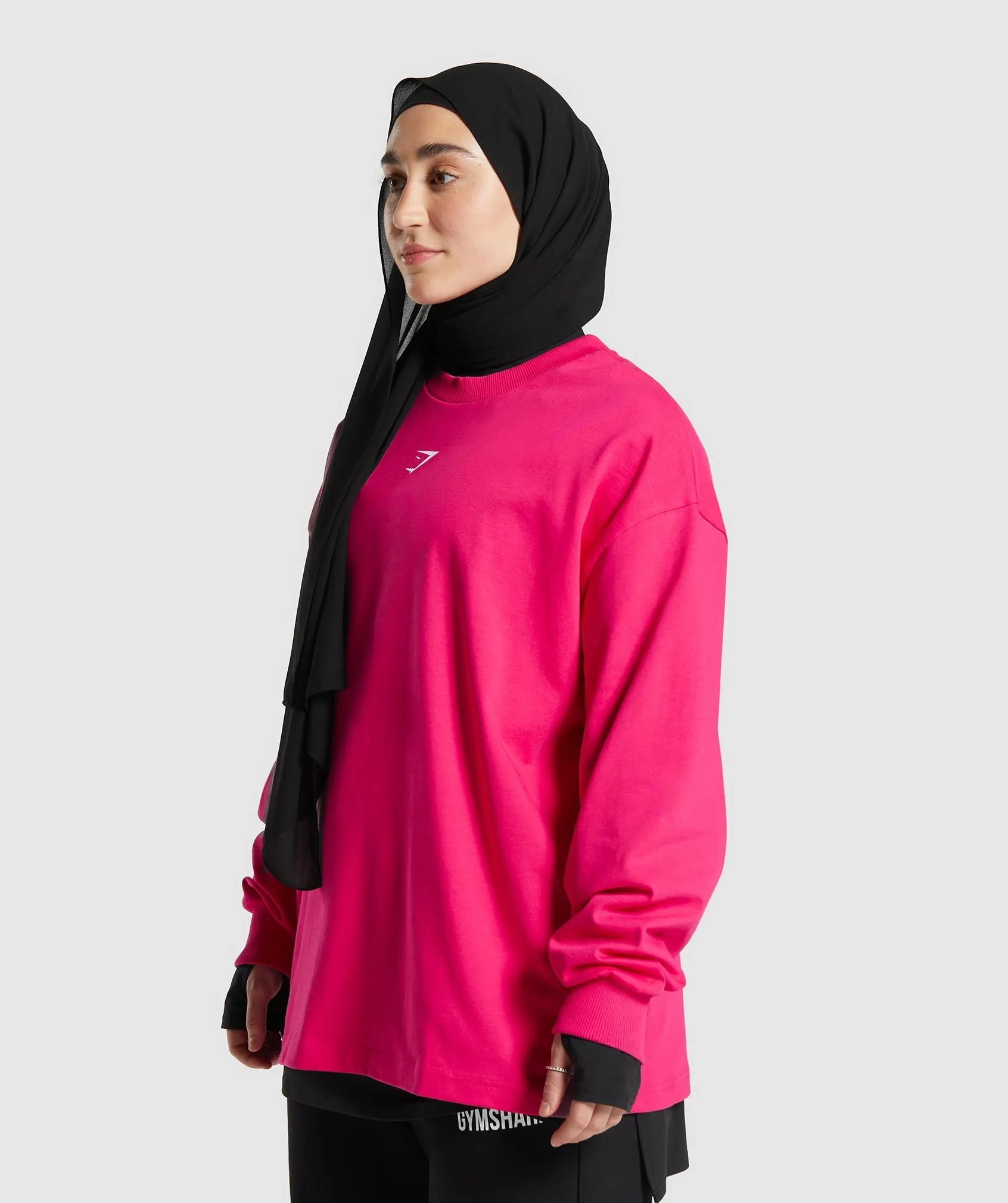 GS X Leana Deeb Graphic Oversized Long Sleeve Top - Impact Pink