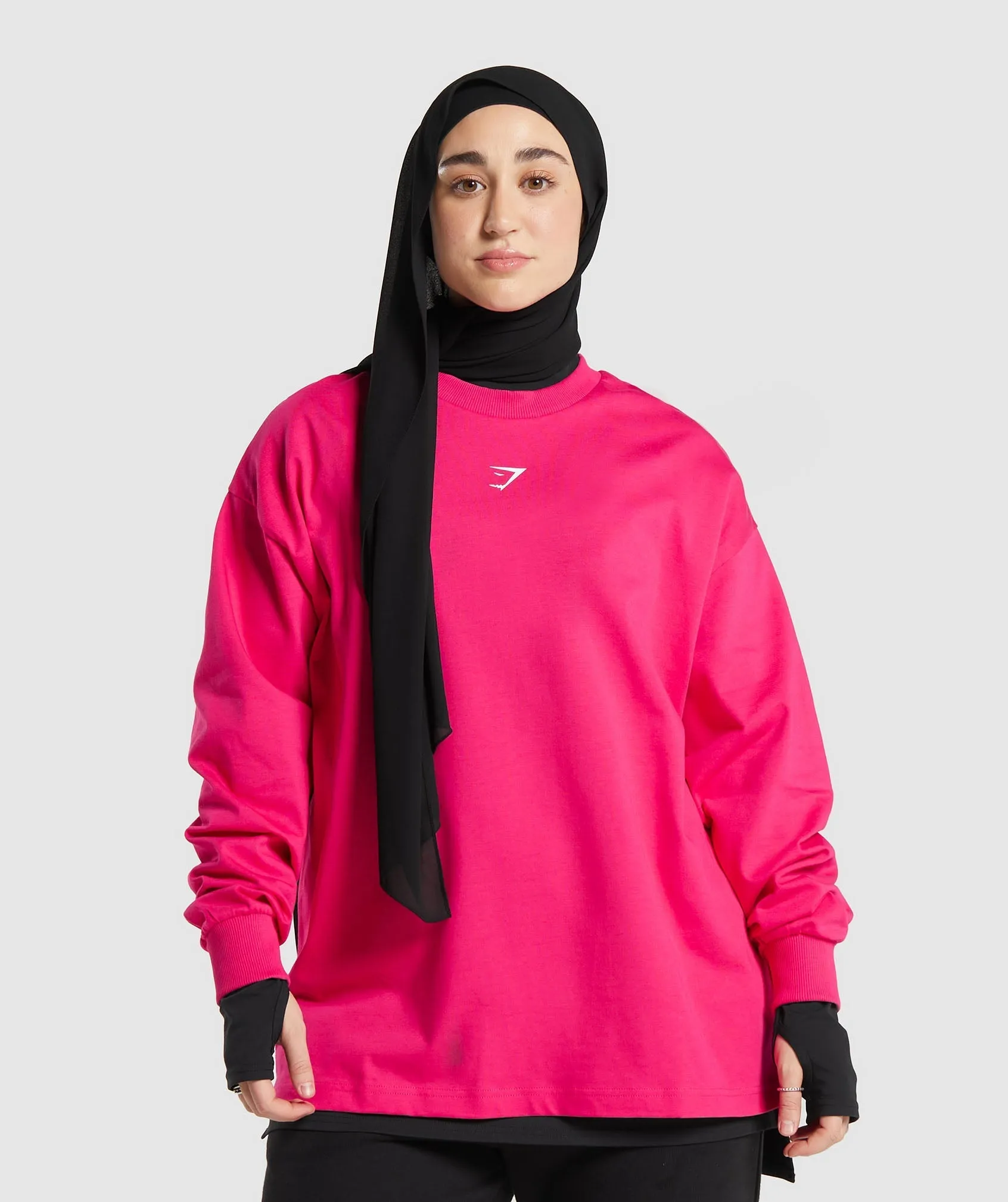 GS X Leana Deeb Graphic Oversized Long Sleeve Top - Impact Pink