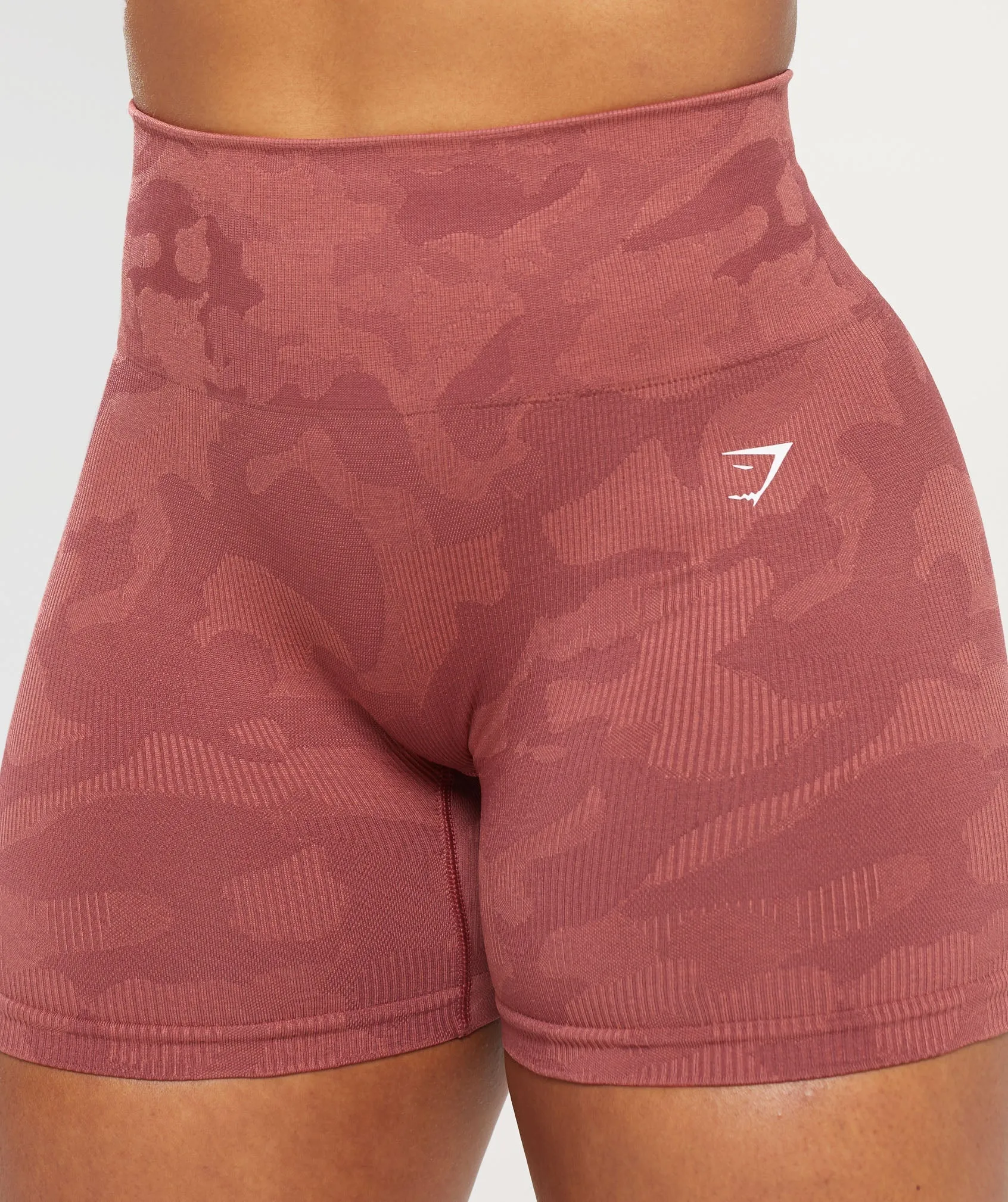 Gymshark Adapt Camo Seamless Ribbed Shorts - Soft Berry/Sunbaked Pink