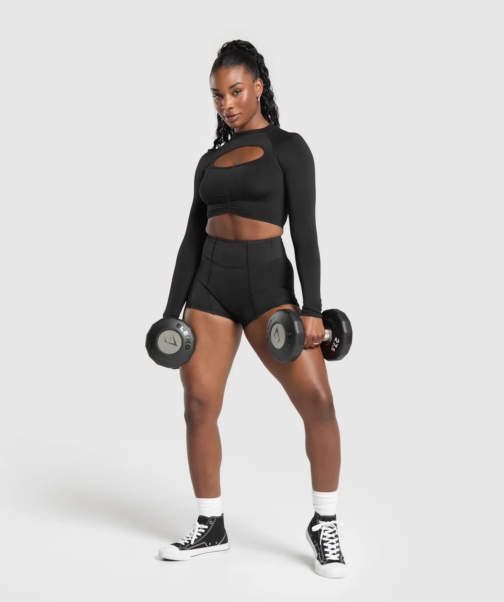 Gymshark Apex Limit Seamless Long Sleeve Crop Top - Black