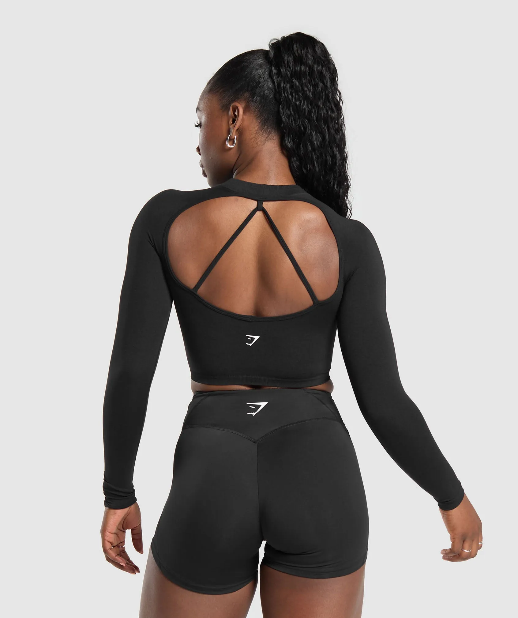 Gymshark Apex Limit Seamless Long Sleeve Crop Top - Black