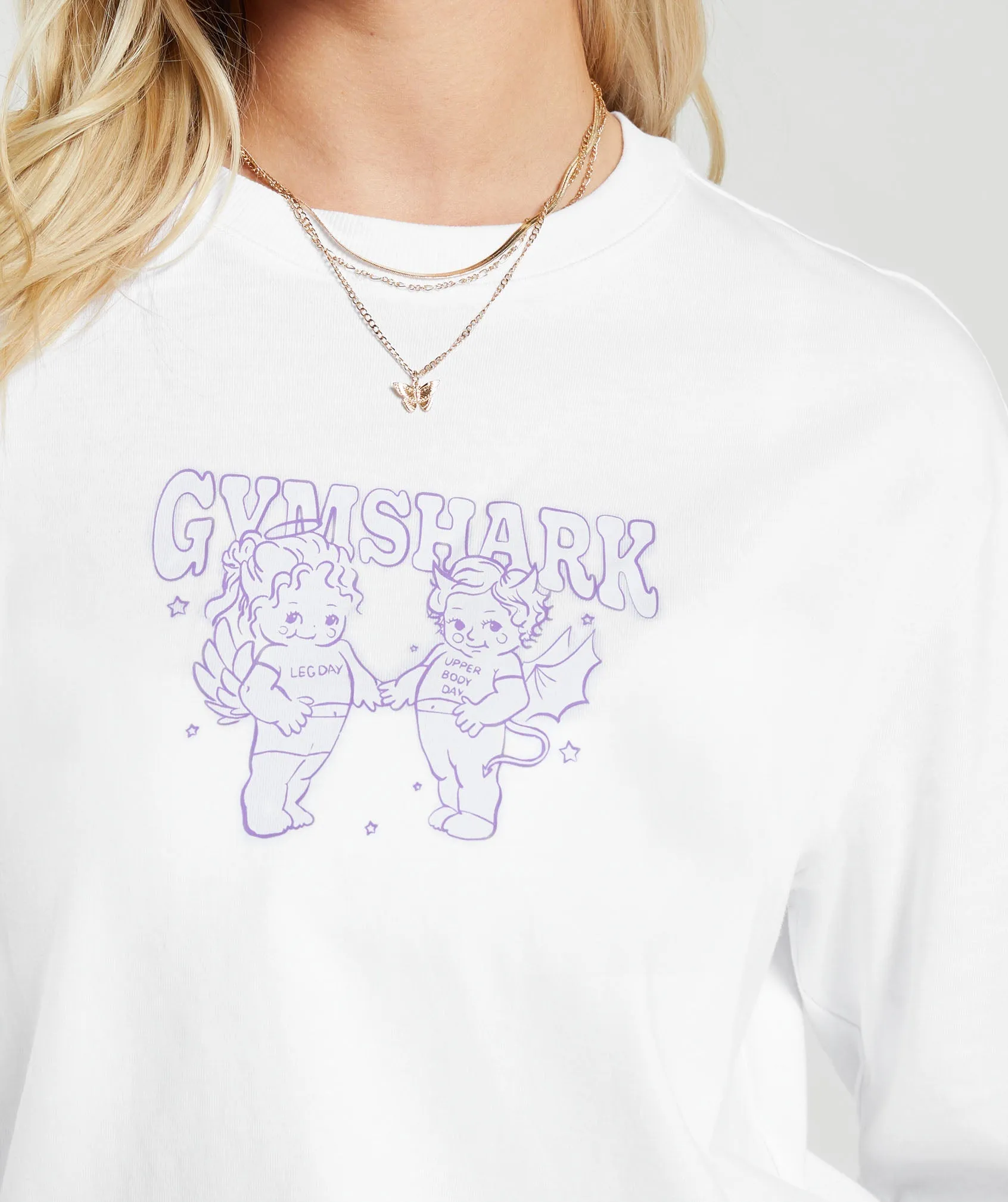 Gymshark Cherub Graphic Long Sleeve Top - White