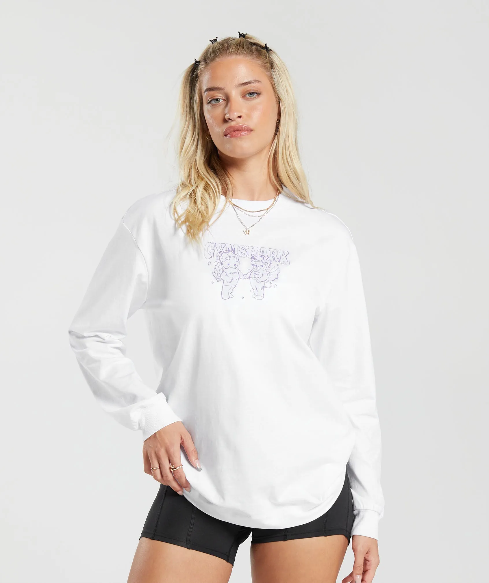 Gymshark Cherub Graphic Long Sleeve Top - White