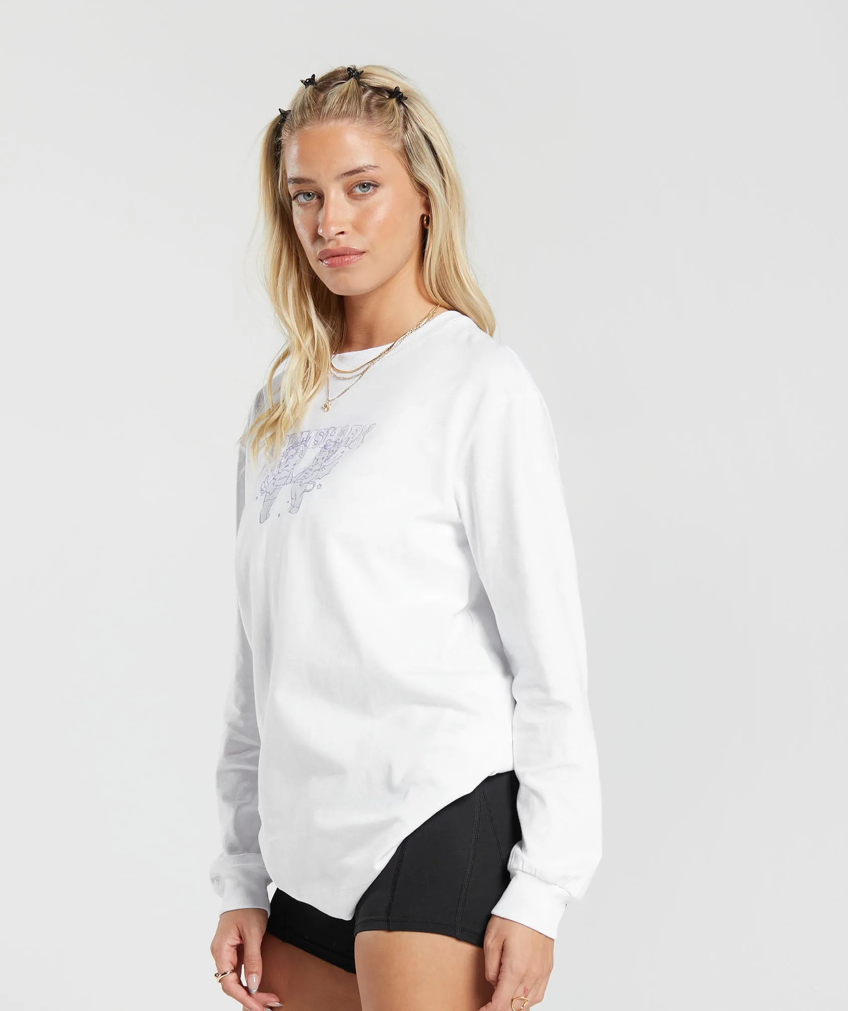 Gymshark Cherub Graphic Long Sleeve Top - White