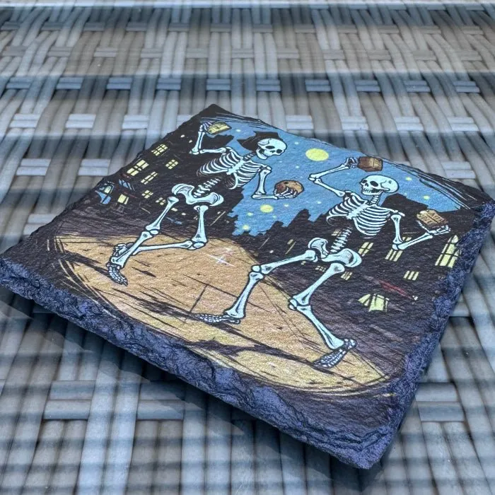 Halloween Slate Coasters - Dancing Skeletons