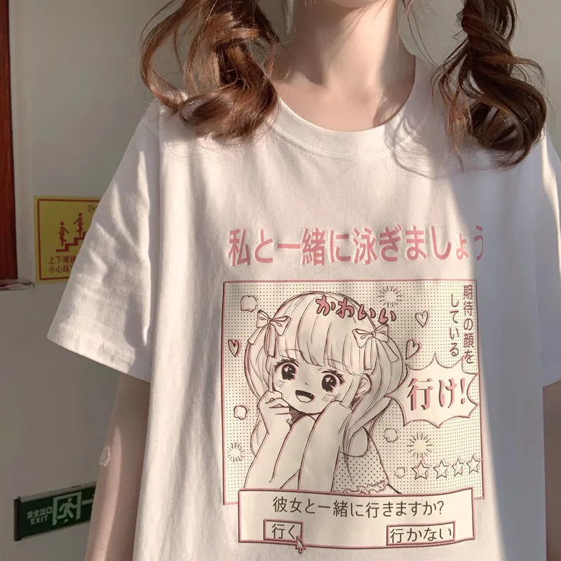 JAPANESE CUTE PREPPY GIRL PRINT T-SHIRT BY50056