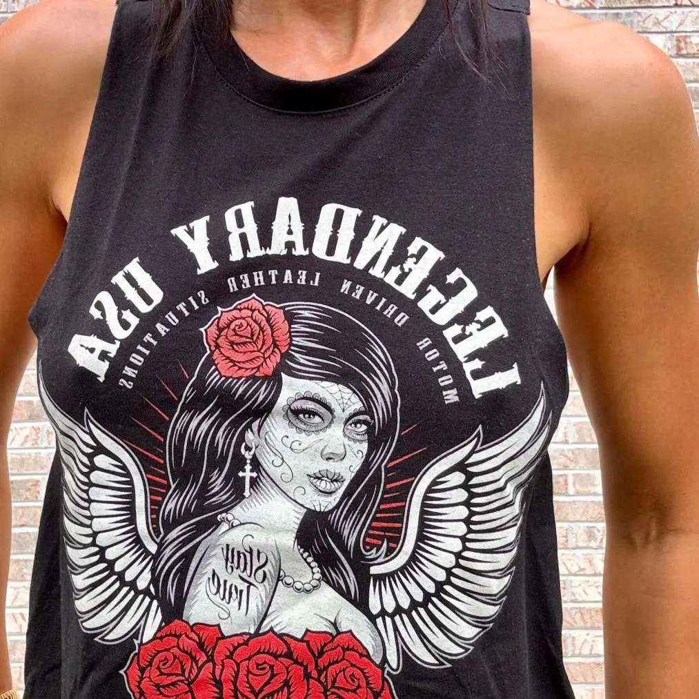 Legendary 'Día de Muertos' Women's Racerback Cropped Tank