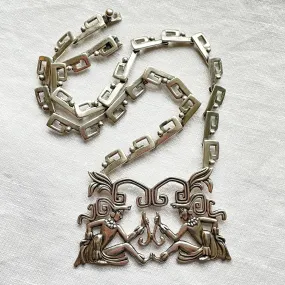 Margot De Taxco Maya Lords Sterling Necklace, #5605 79 Grams, Book Piece 2 Available