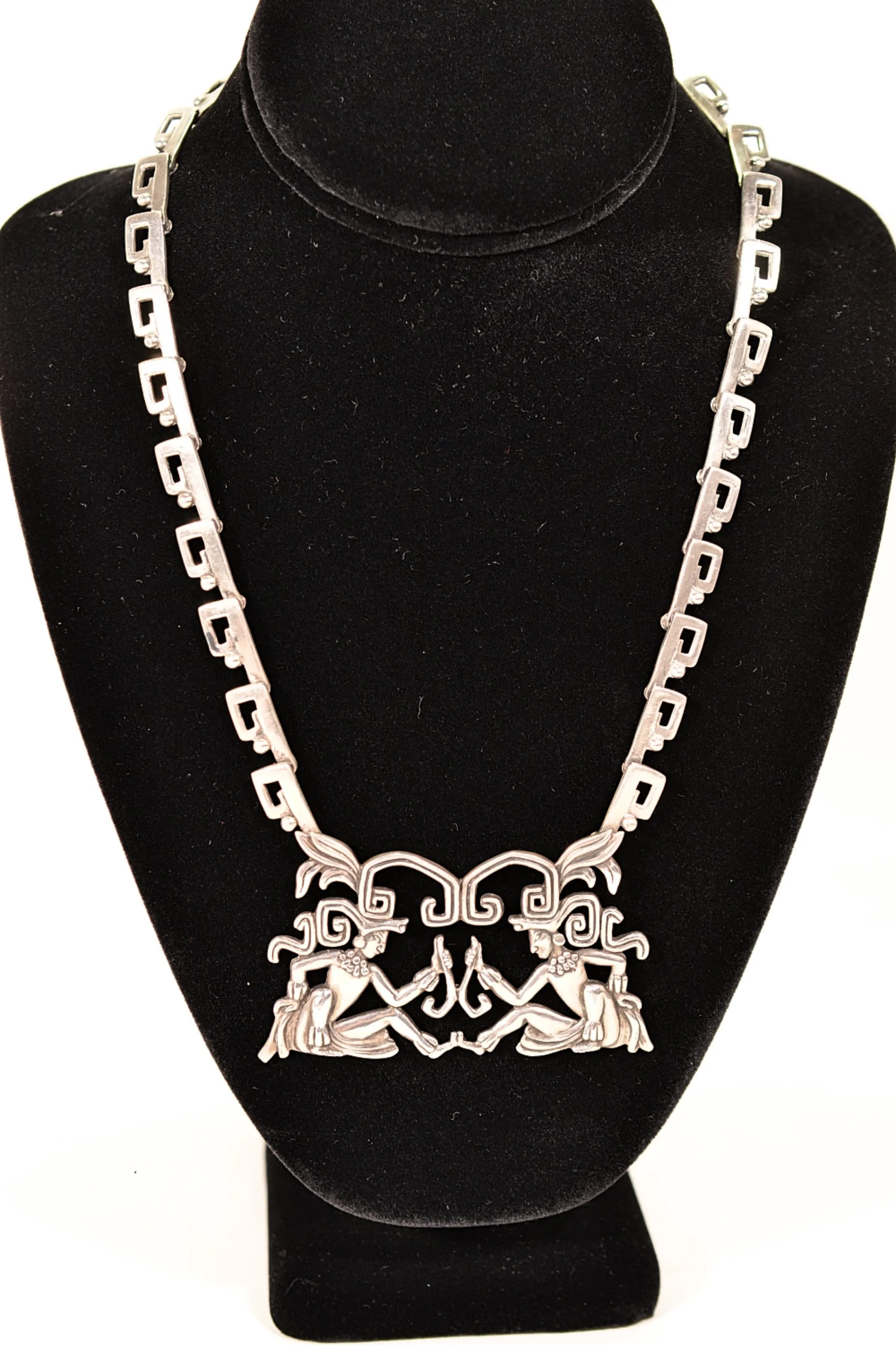 Margot De Taxco Maya Lords Sterling Necklace, #5605 79 Grams, Book Piece 2 Available