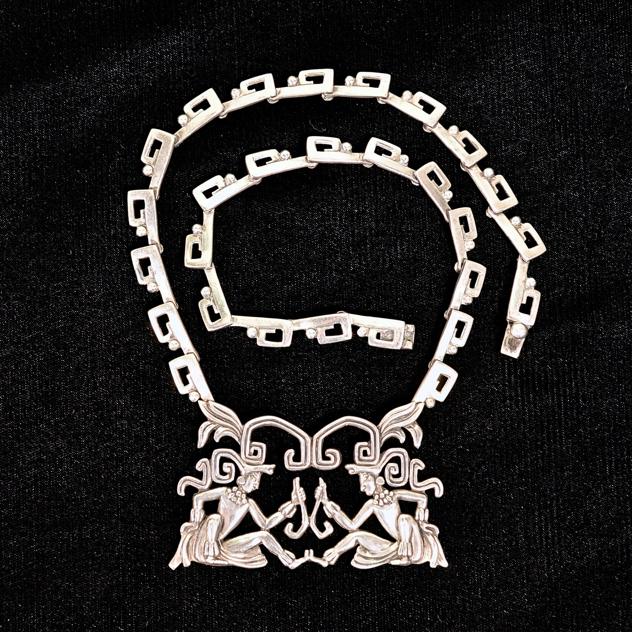 Margot De Taxco Maya Lords Sterling Necklace, #5605 79 Grams, Book Piece 2 Available