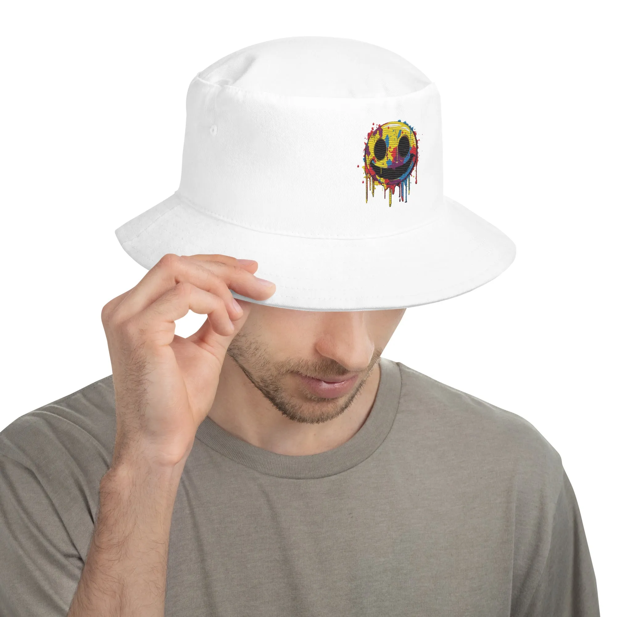 Melting Rainbow Smiley Bucket Hat