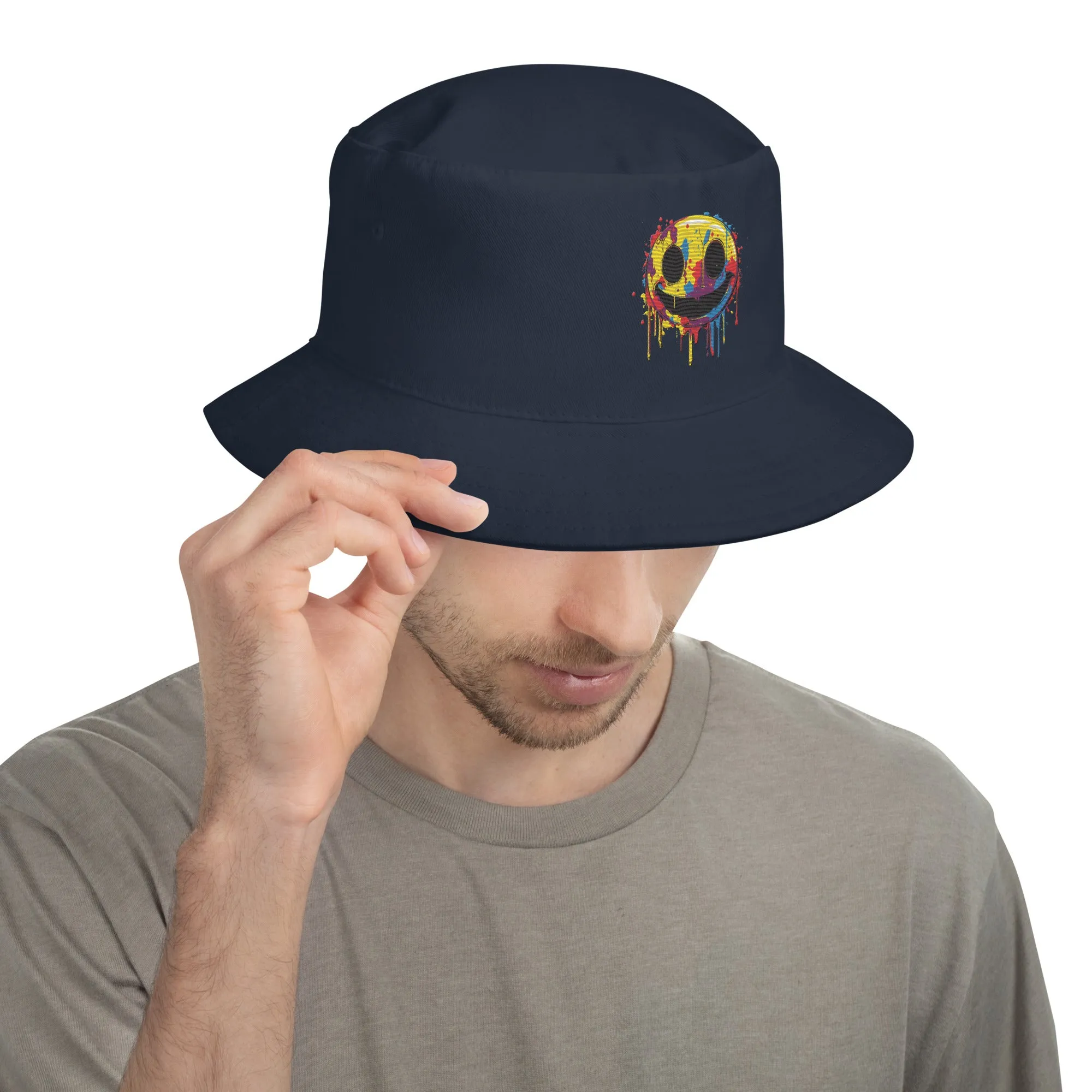 Melting Rainbow Smiley Bucket Hat