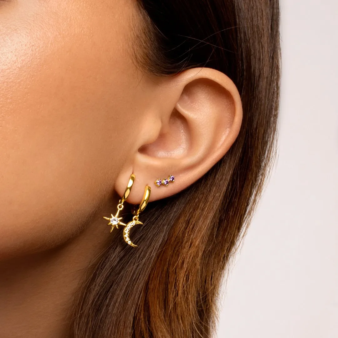 Polar Moon Spark Gold Earrings