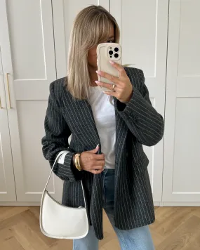 RAE - Oversized Pinstripe Blazer in Anthracite