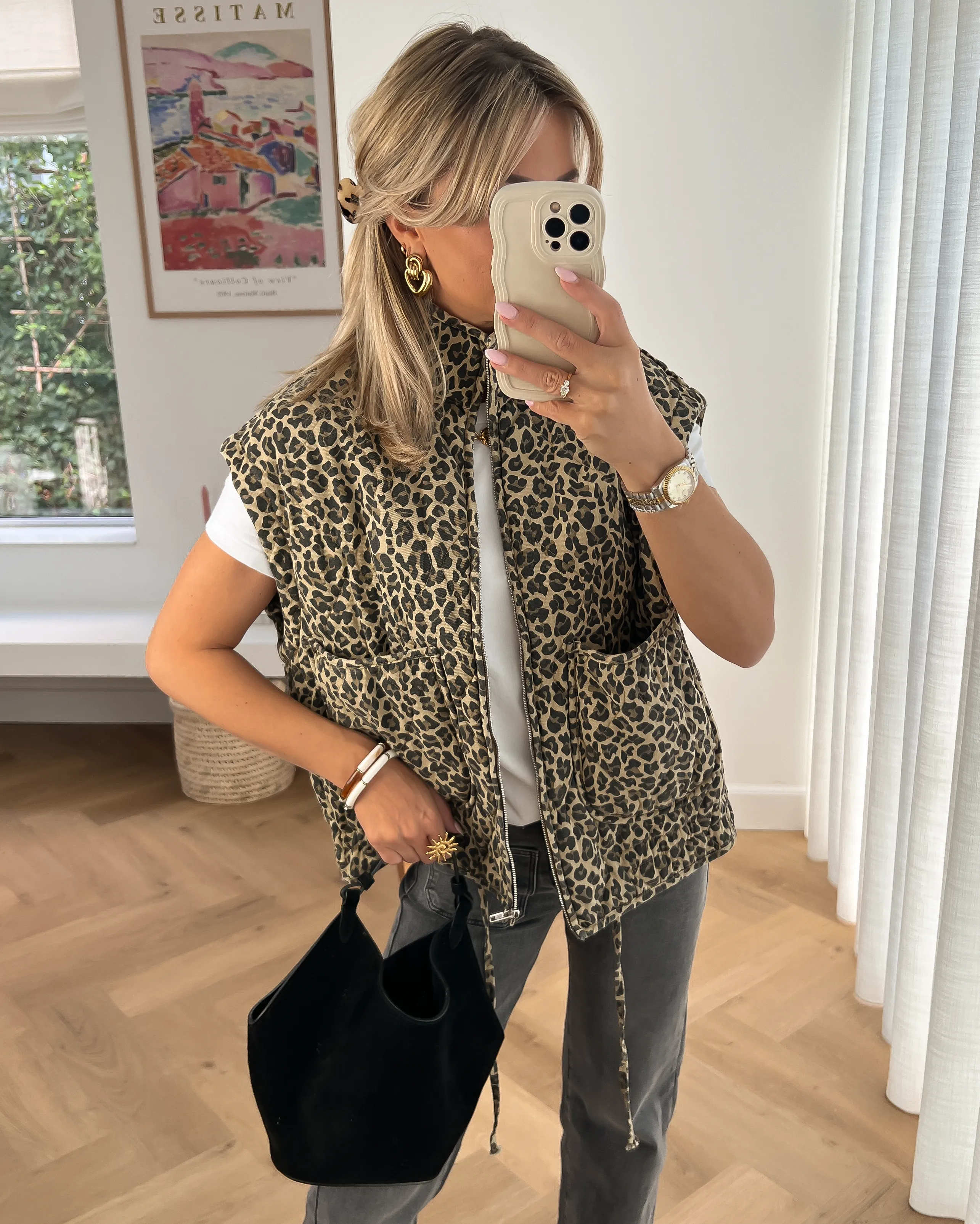 RAEGAN - Padded Gilet in Leopard