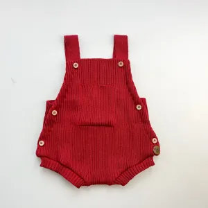 Romper em Tricot Canelado Vermelho -  Bebê e Infantil