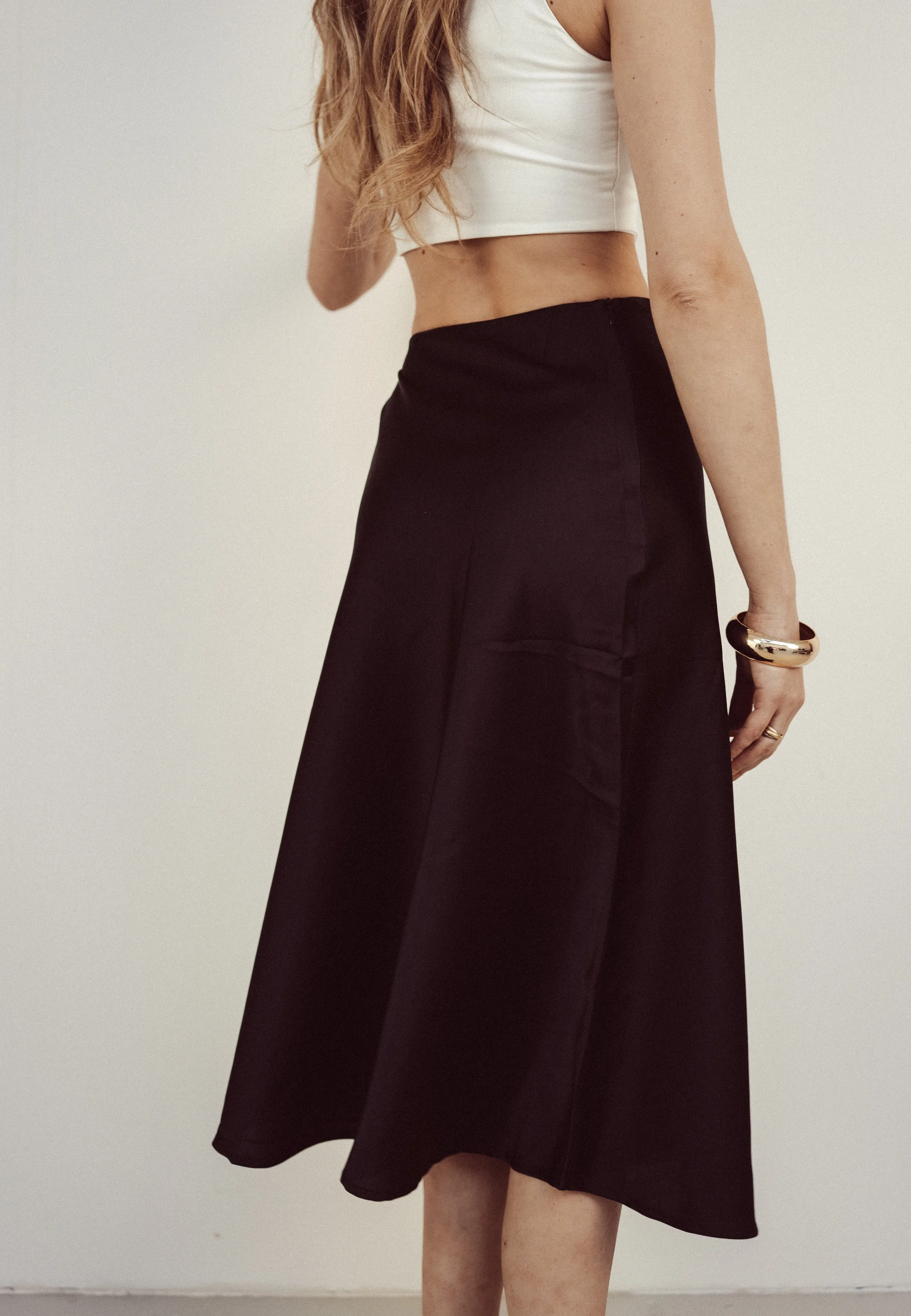 SALE - MAEVE Satin Skirt in Black