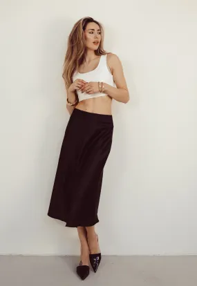 SALE - MAEVE Satin Skirt in Black