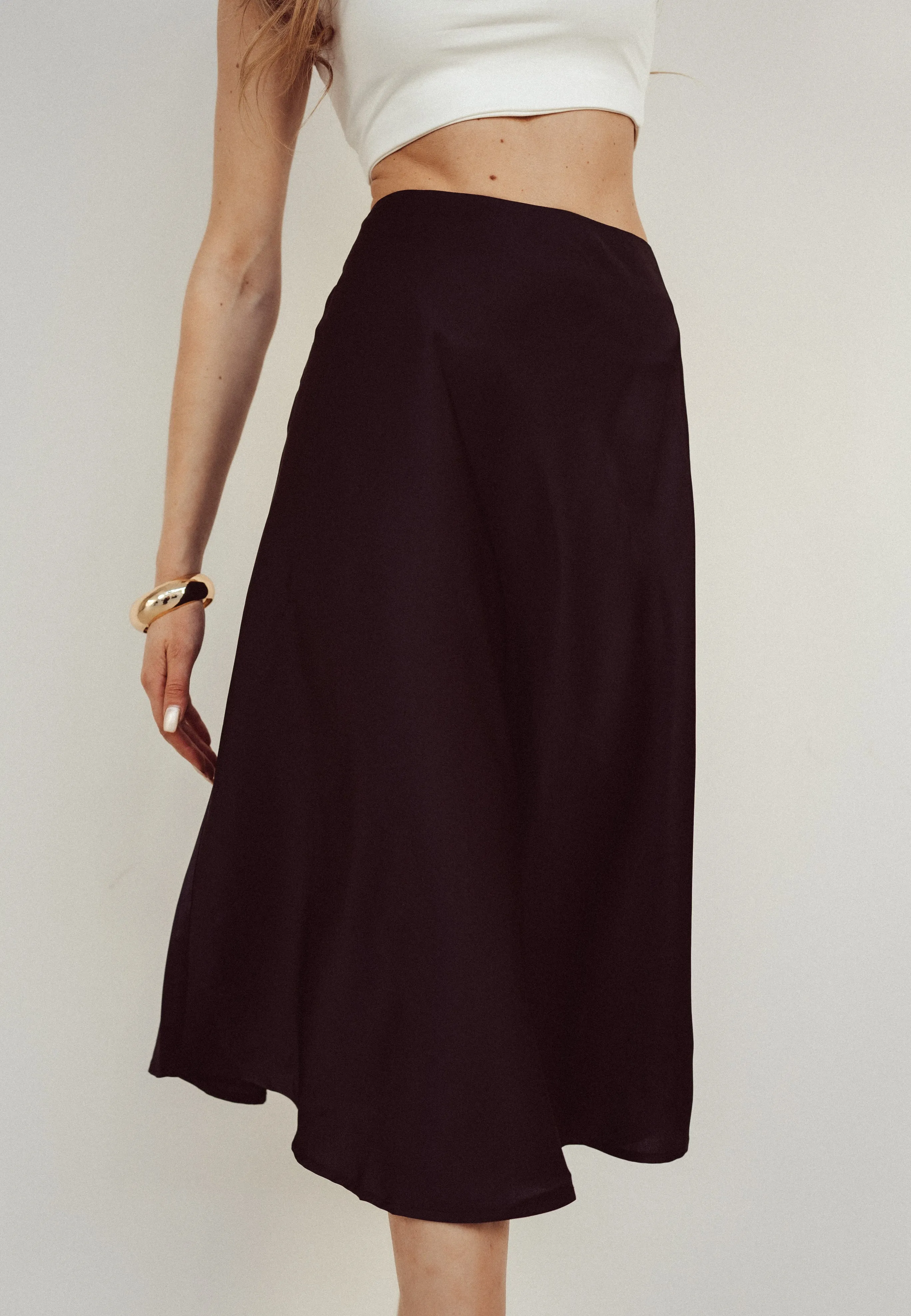 SALE - MAEVE Satin Skirt in Black