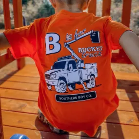 (SHORT) B is For Bucket Truck Short Sleeve Kids Tee