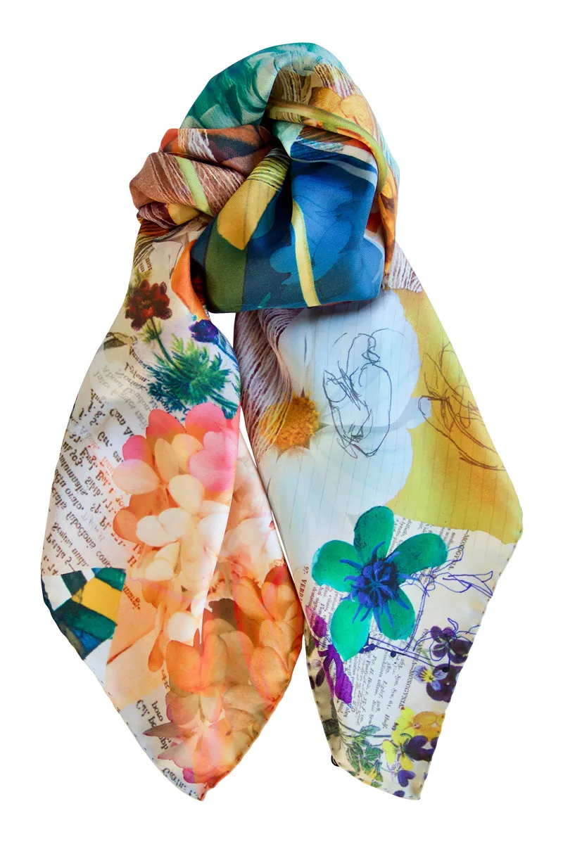 Silk scarf "Fleur de Soie" Lacroix beige