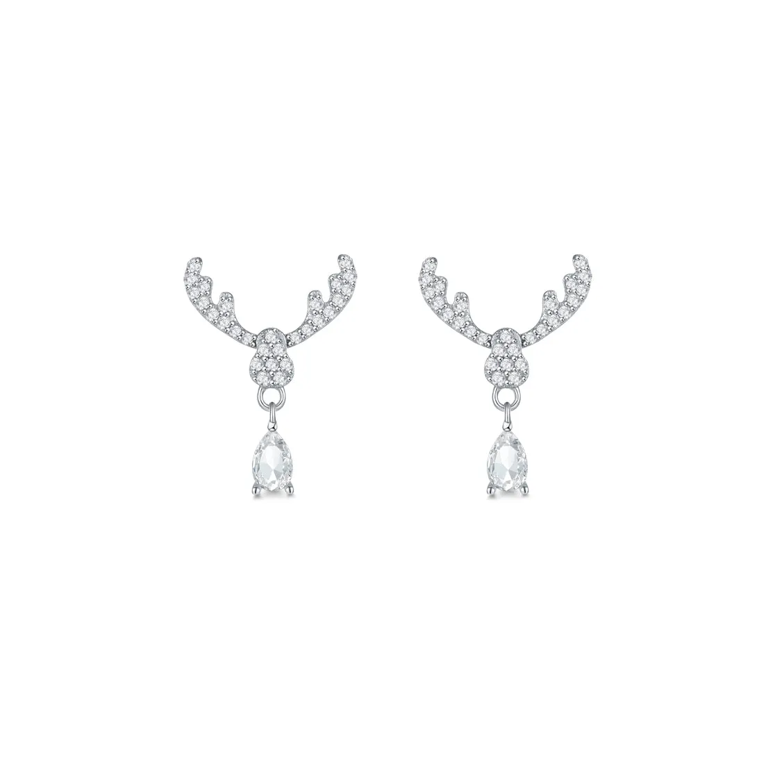 THIALH - Polar Paradise - Cubic Zirconia Reindeer Earrings